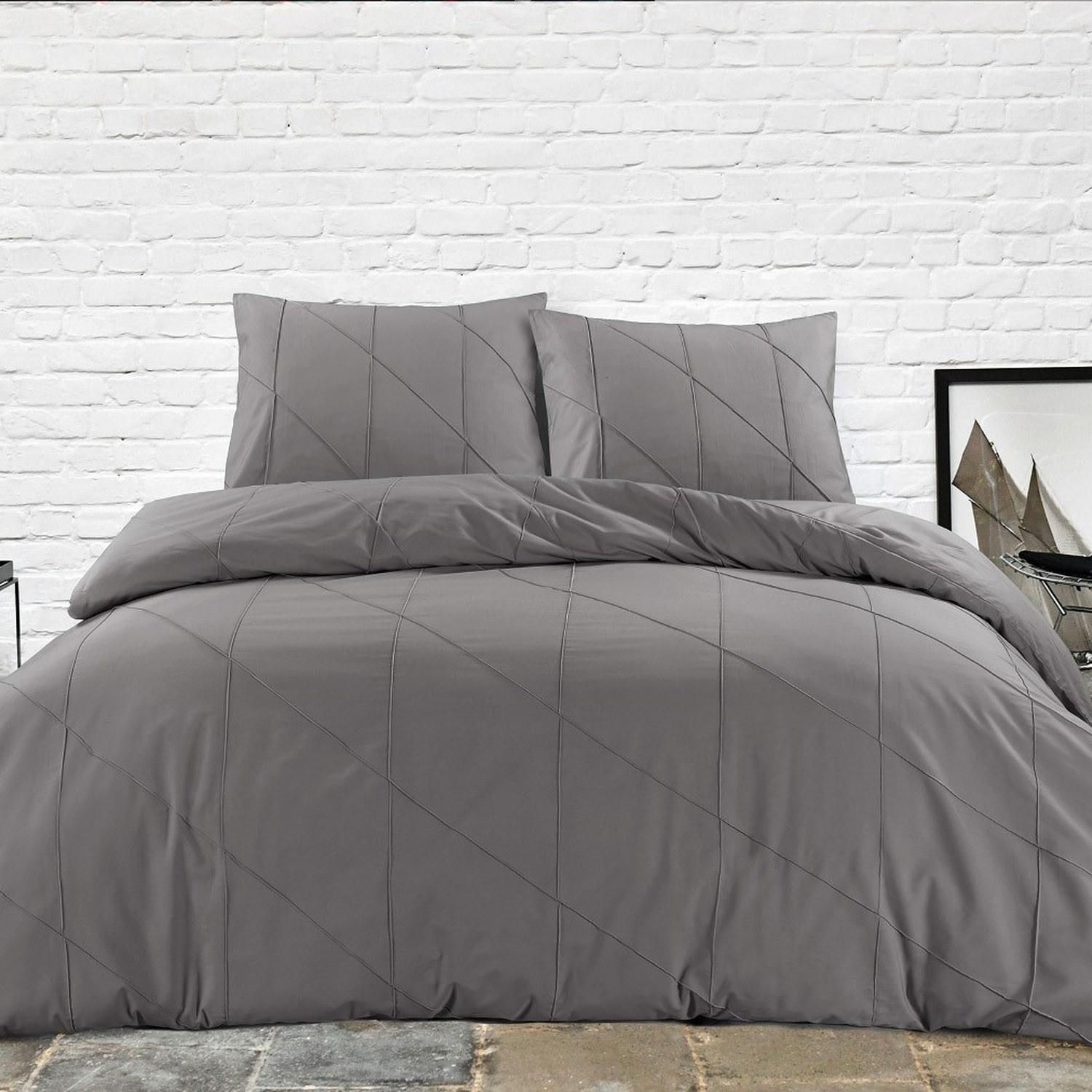 Dynebetræk: 135x135 cm - Pudebetræk: 80x80 cm / Grå - Billede 2