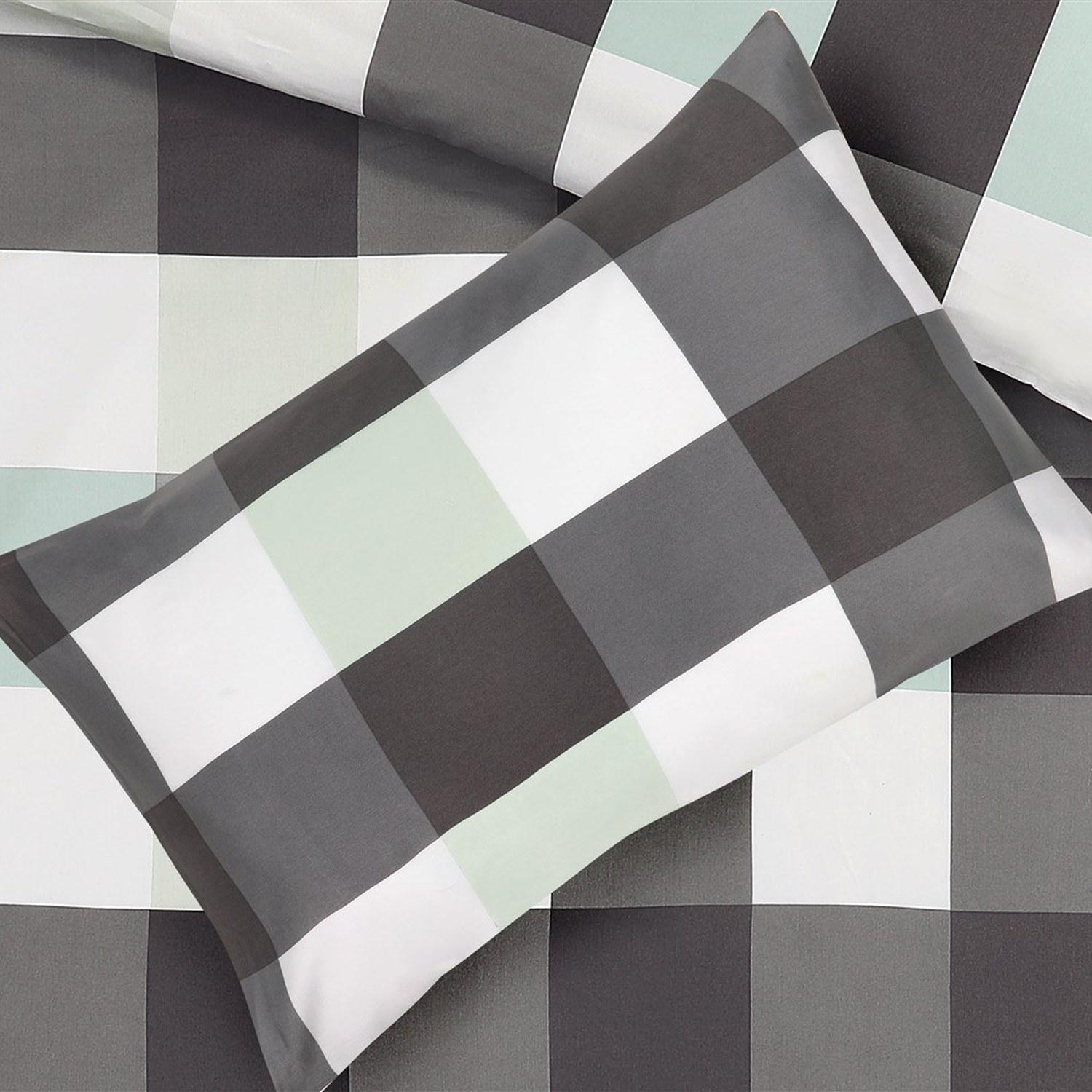 Dynebetræk: 135x135 cm - Pudebetræk: 80x80 cm / Antracit / Mint - Billede 4