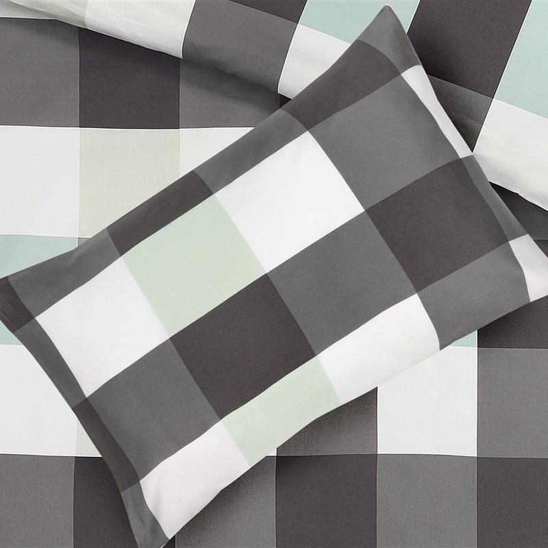 Dynebetræk: 135x135 cm - Pudebetræk: 80x80 cm / Antracit / Mint - Billede 4