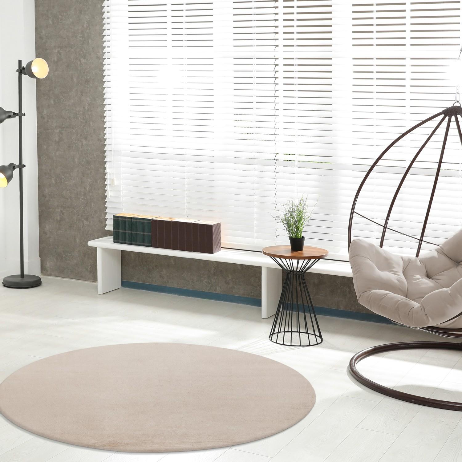 Rund / Creme / 120x120 cm - Billede 3