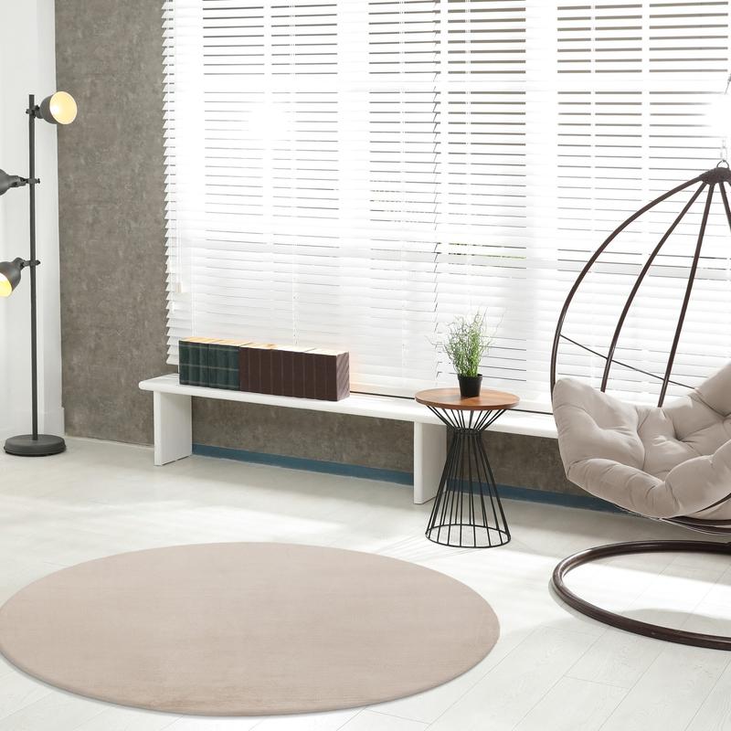 Rund / Creme / 120x120 cm - Billede 3